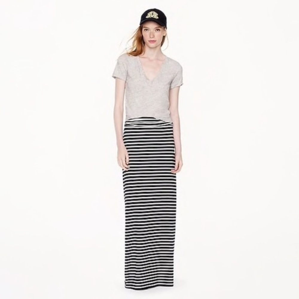 J. Crew Striped Maxi Skirt Black/White Size XS